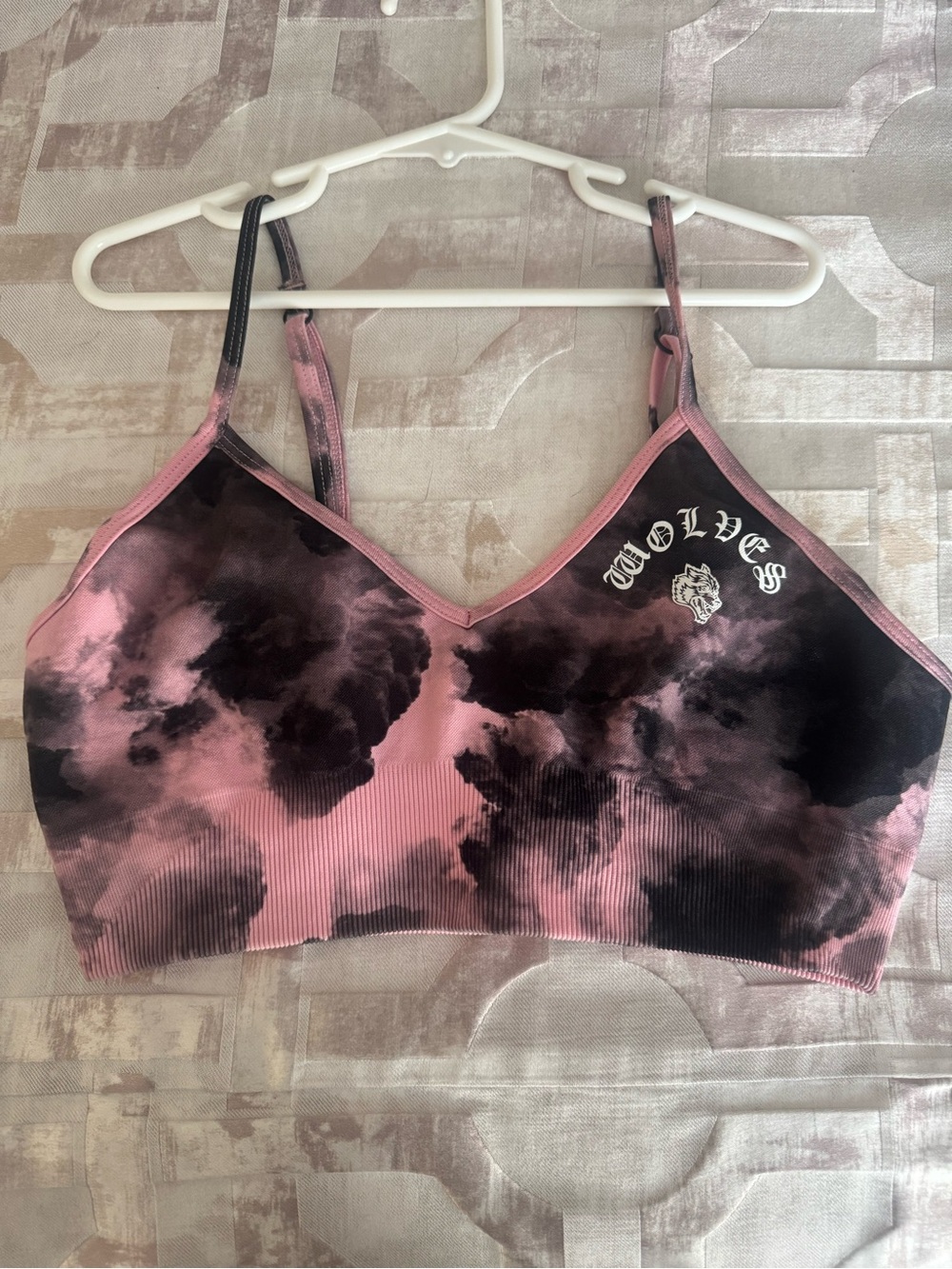 Darc Sport Pink & Black Tie-Dye Wolves Bralette